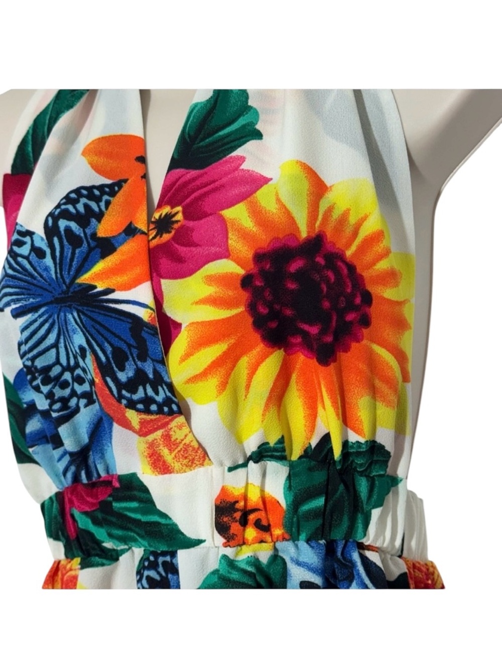 Zaful Tropical Floral Halter Romper Backless Beach Vacation Small - Picture 4 of 7